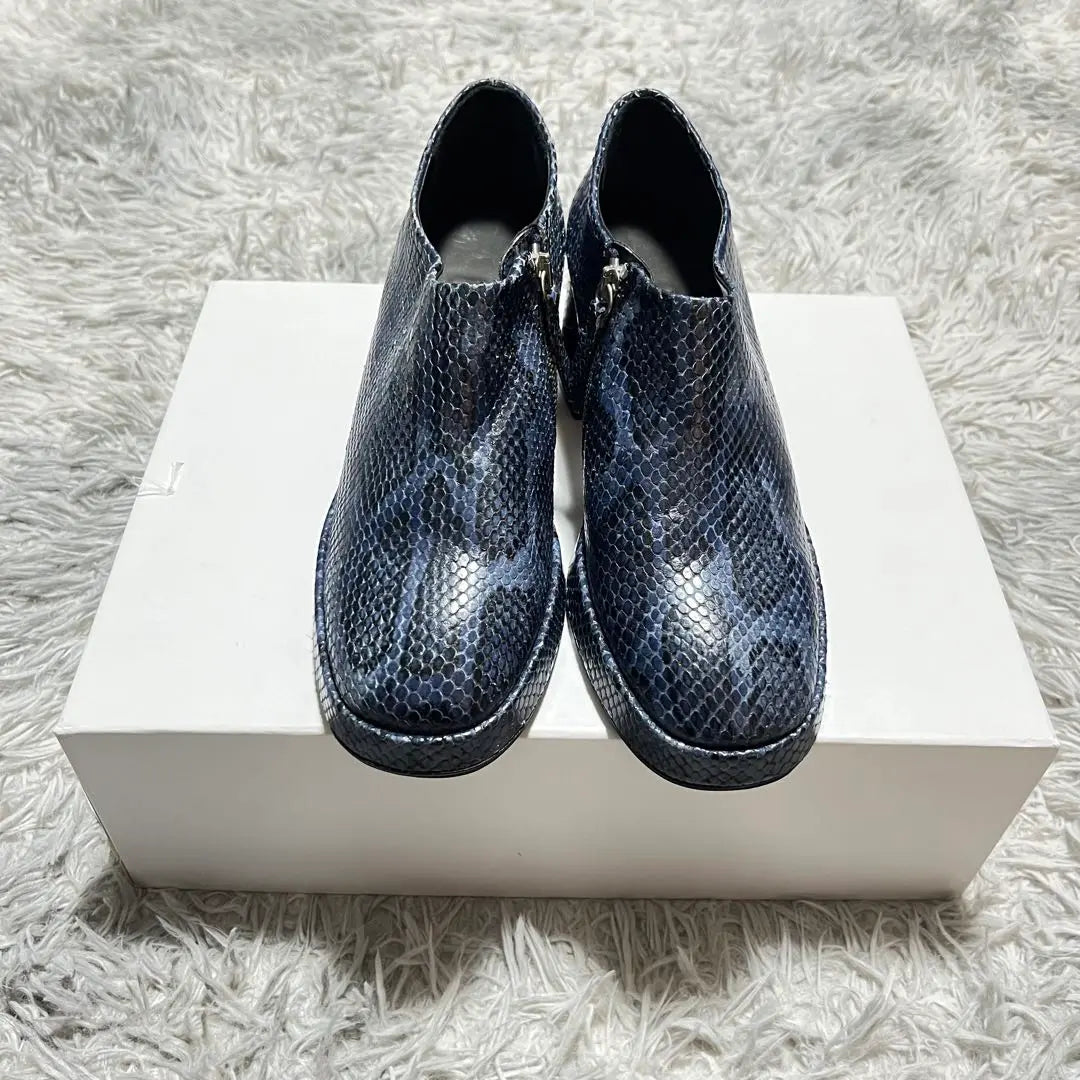 [Good condition] miista Python Side Zip Heel Shoes SPAINBLUE