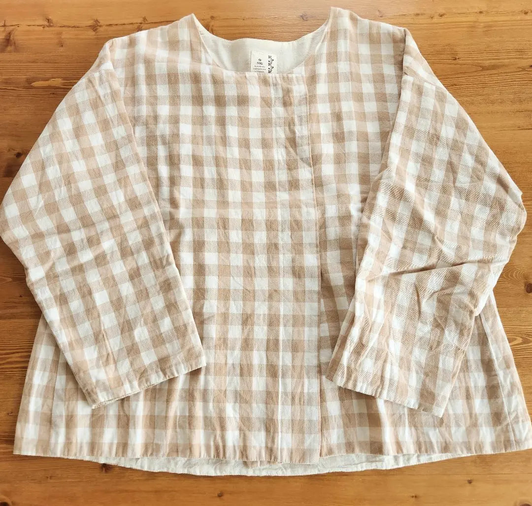 Samanthasamosmos SM2 block check beige front opening outer M size