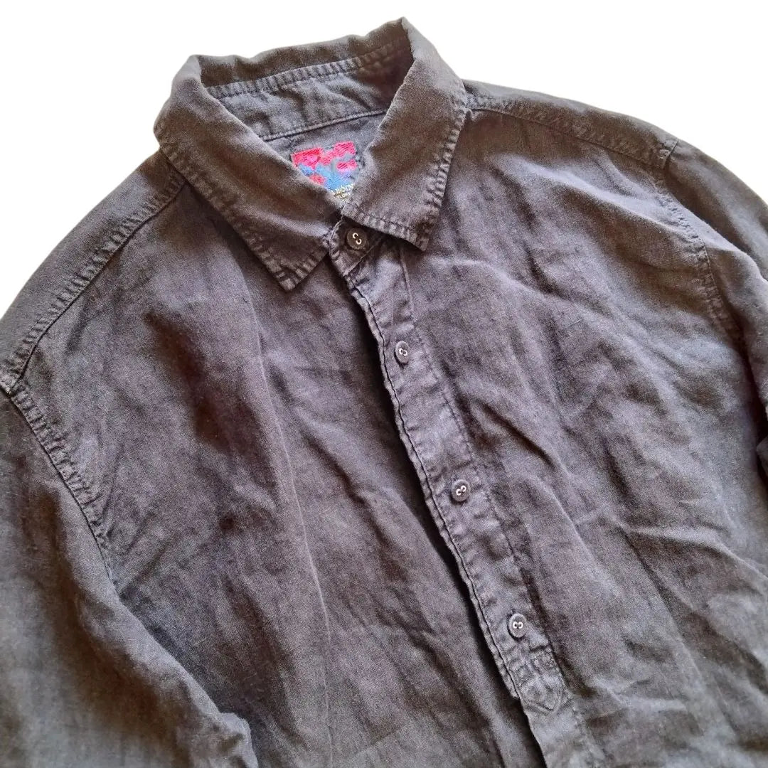 Brunaboine Linen 100% Black Shirt Linen Black 0 S Size Made in Japan