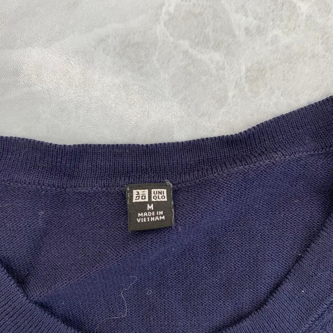 UNIQLO Navy Crew Neck Cardigan Cotton M size Simple | ユニクロ ネイビー クルーネック カーディガン コットン Mサイズ シンプル