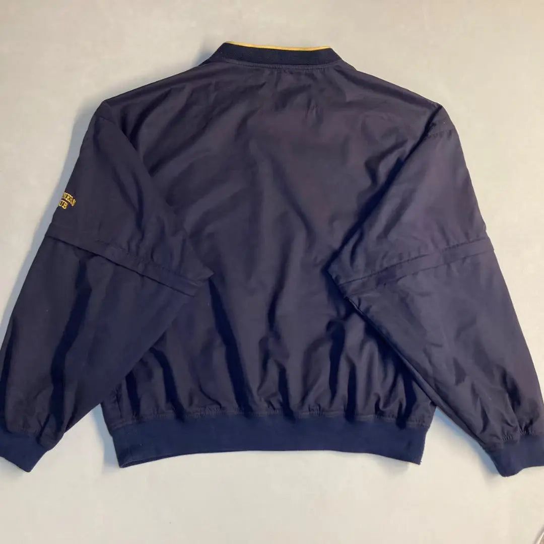 [Nylon jacket, pullover, embroidered, rib line, navy, navy, used clothing]