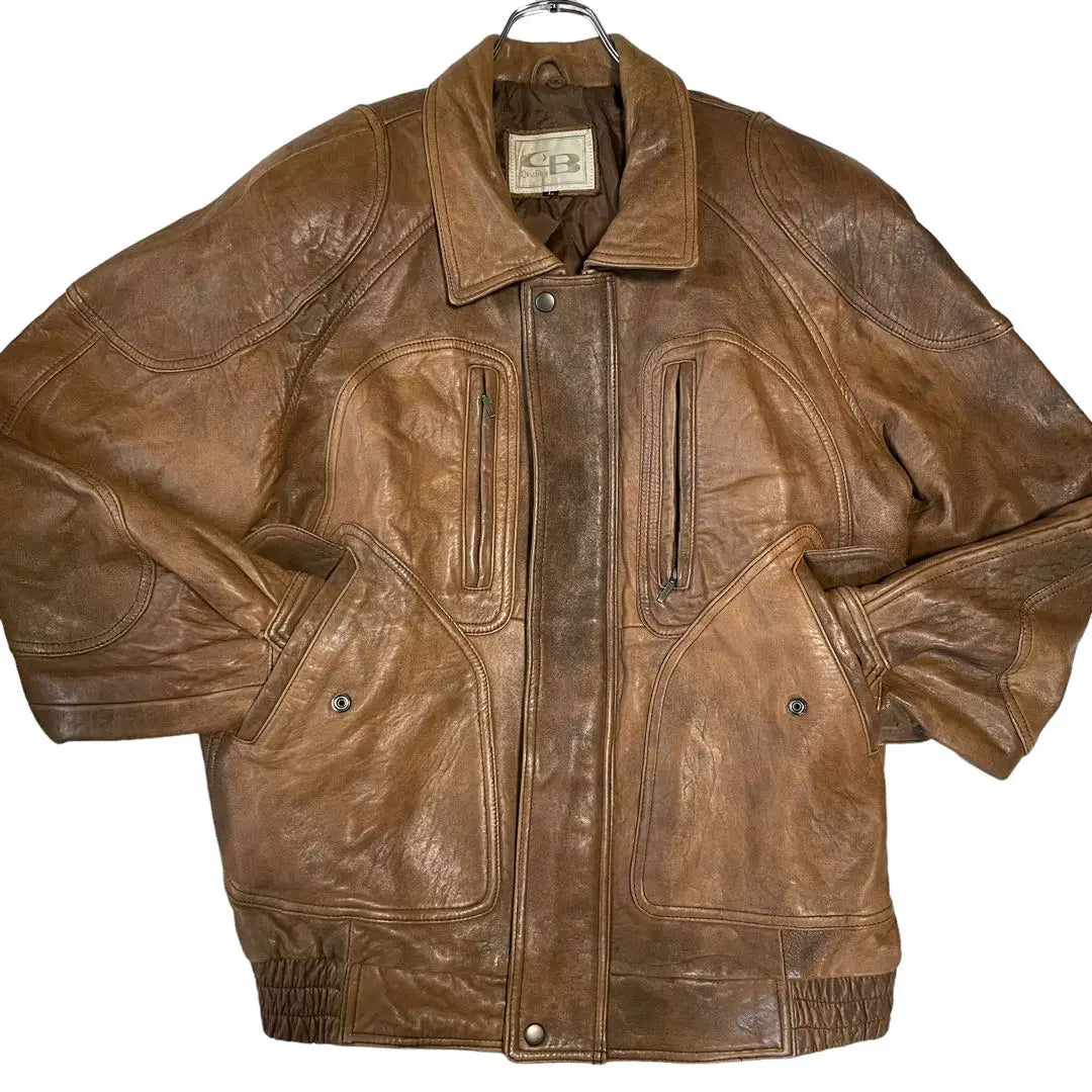 Quilted lining [CestBten] Sheep leather genuine leather lamb leather jacket brown L