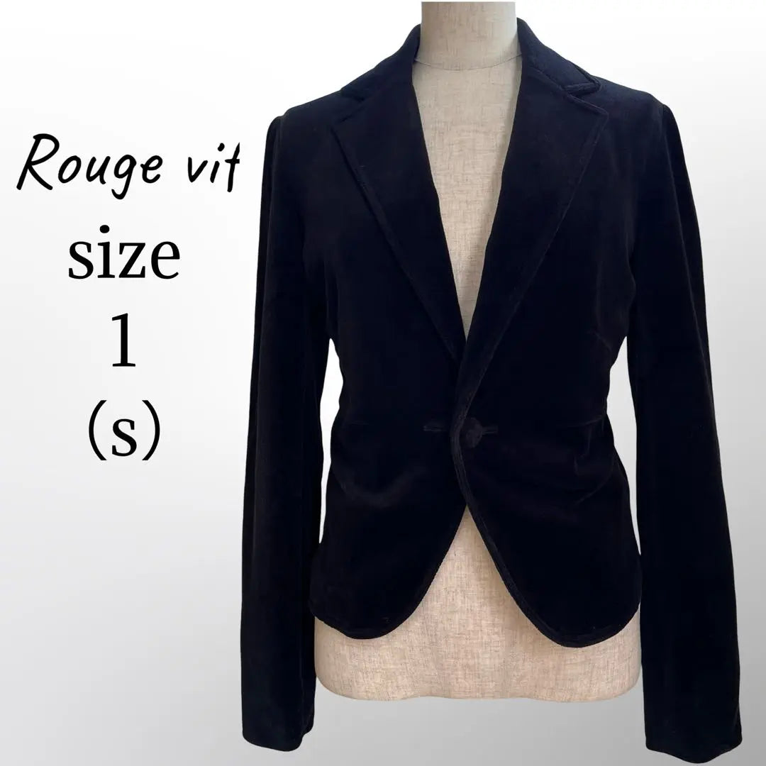 Rougevif Women's Velour Tailored Jacket Black Size 1 S Equivalent