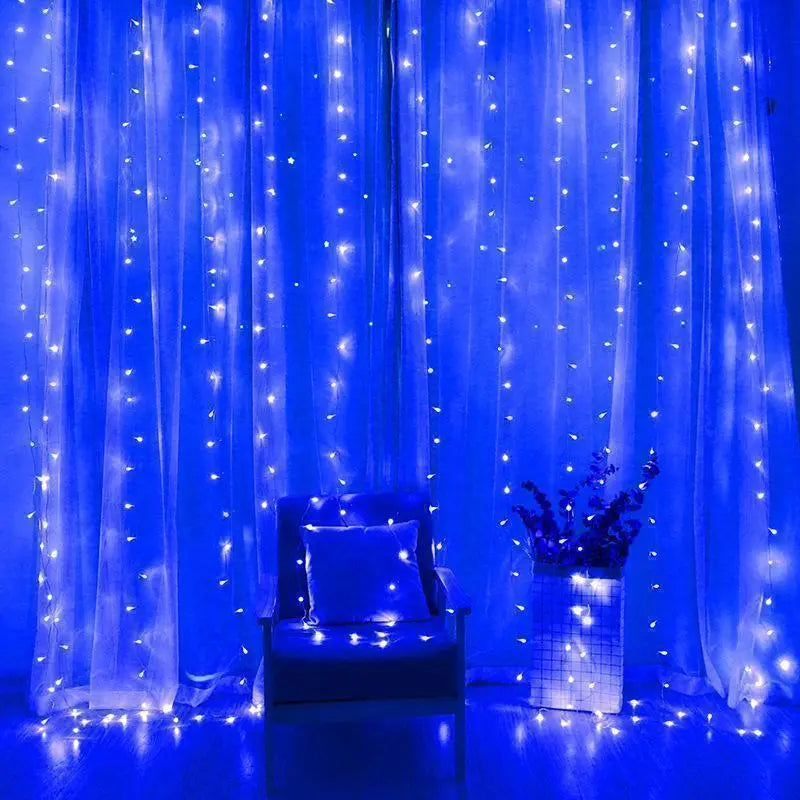 ★Popular & Special Price★Illumination Curtain Light 3m 300LED Blue