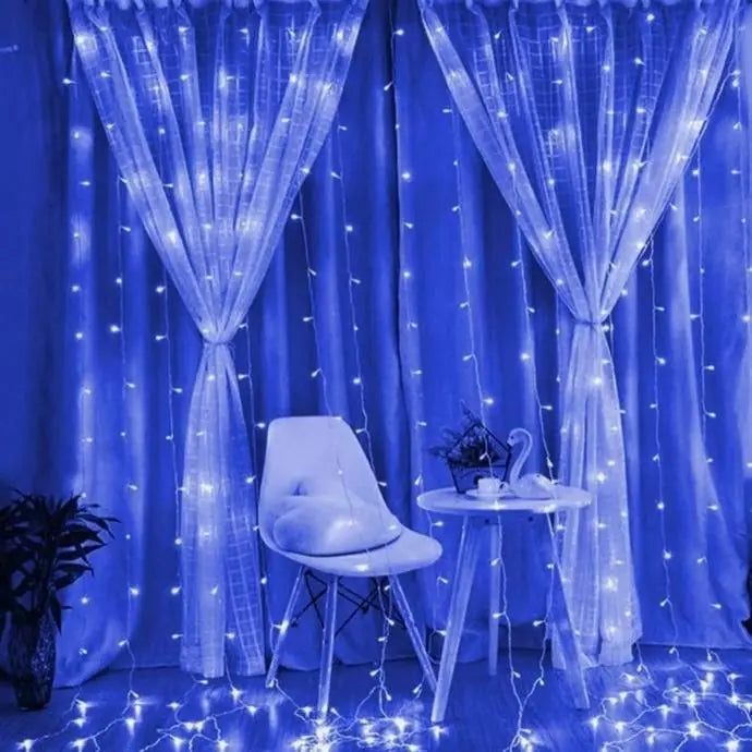 ★Popular & Special Price★Illumination Curtain Light 3m 300LED Blue