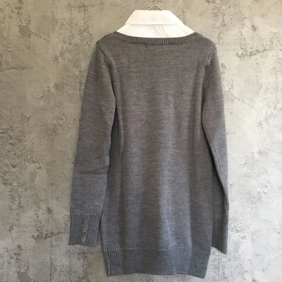 Flander knit sweater gray collar shirt removal wool 38 m | フランドル　ニット　セーター　グレー　付け襟　シャツ　取り外し　ウール　38 M