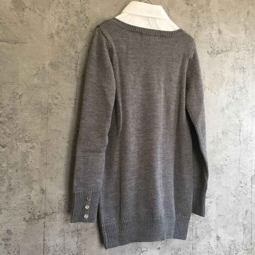 Flander knit sweater gray collar shirt removal wool 38 m | フランドル　ニット　セーター　グレー　付け襟　シャツ　取り外し　ウール　38 M