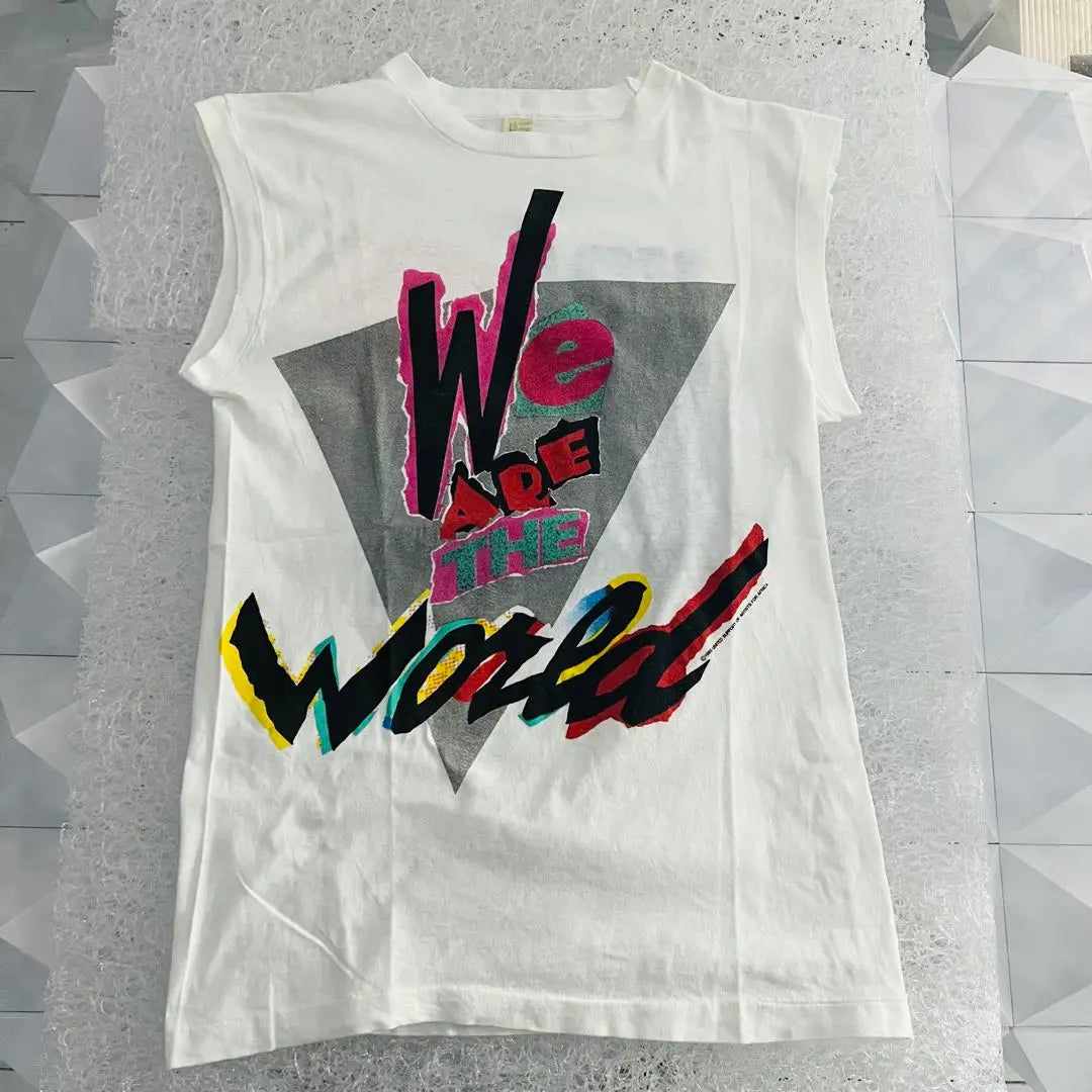 80s We Are The World Sleeveless Shirt USA L Rare Item