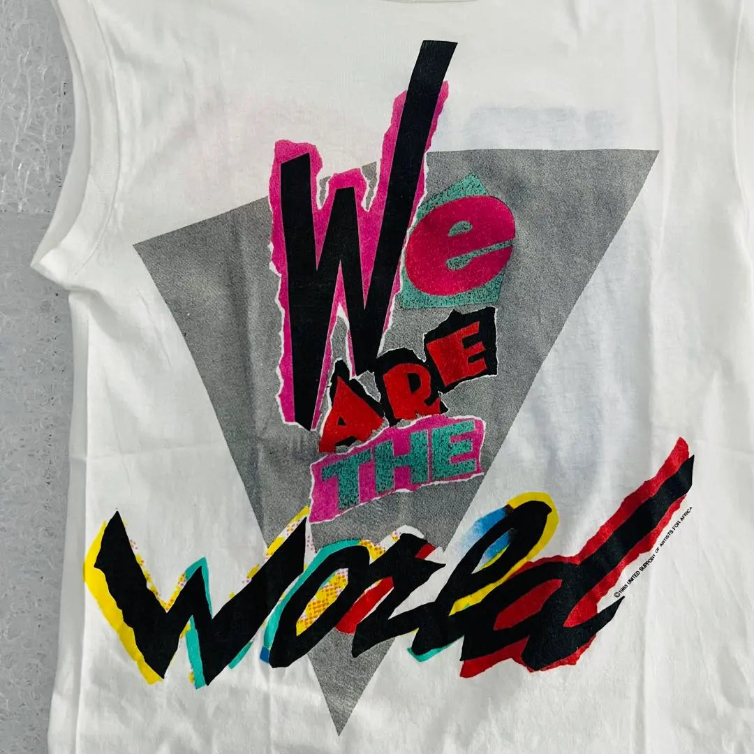 80s We Are The World Sleeveless Shirt USA L Rare Item