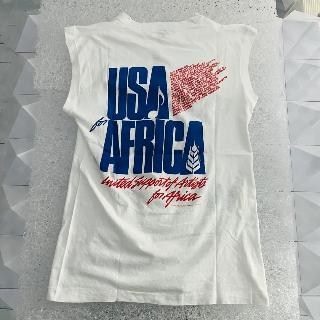 80s We Are The World Sleeveless Shirt USA L Rare Item