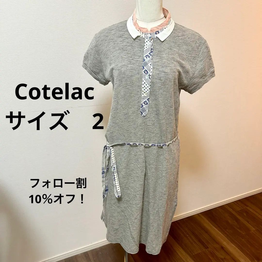 First come, first served! In good condition! Koterak Short Sleeve Dress Floral Collar Gray 2 Polo Shirt