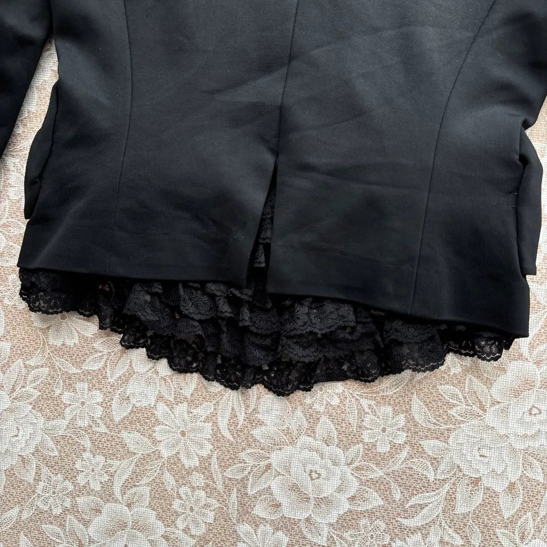 Jesus Diamante Lace Ruffle Style Beautiful Tailored Jacket 38 Black