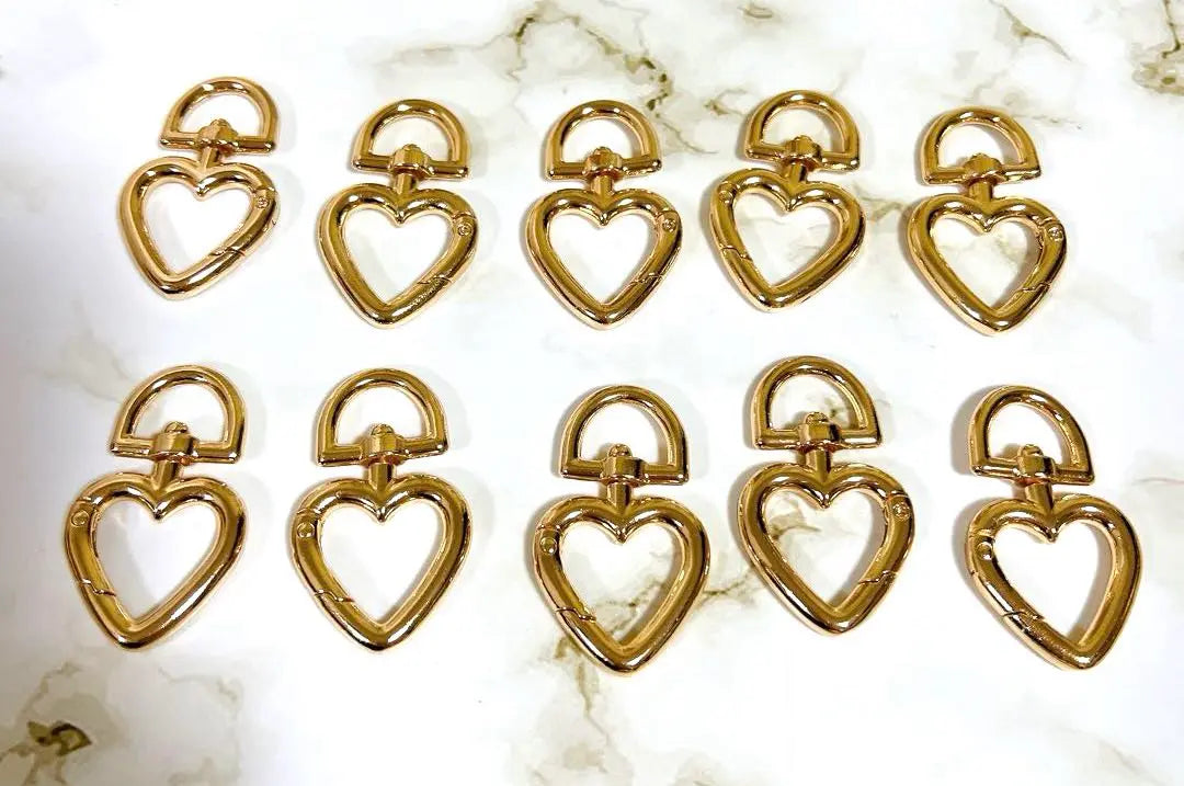 Set of 10 ❤️ Heart-shaped swivel buckle key ring key chain