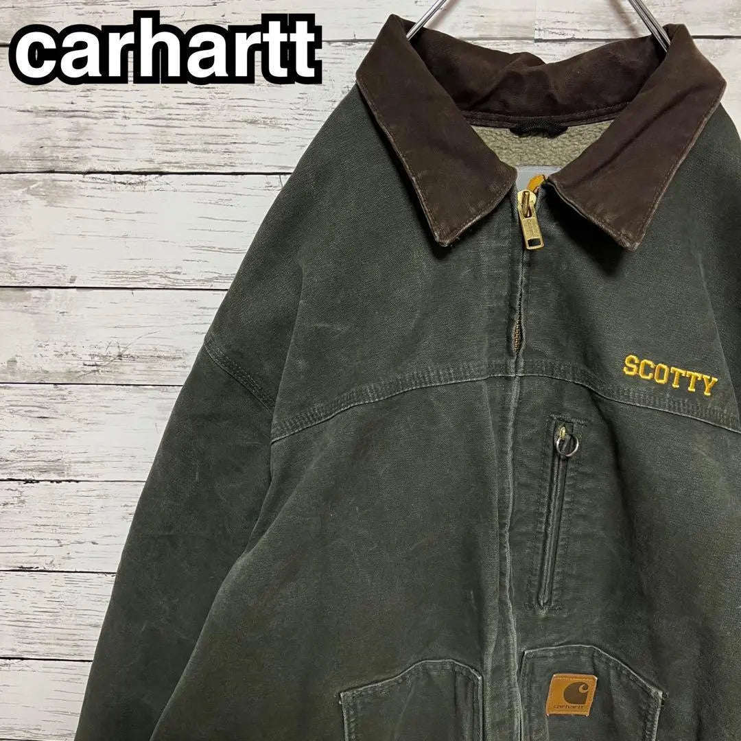 2239 [Talla 2XL poco común] Chaqueta tipo blusón de pato con logotipo corporativo de Carhartt ♤ en cuero