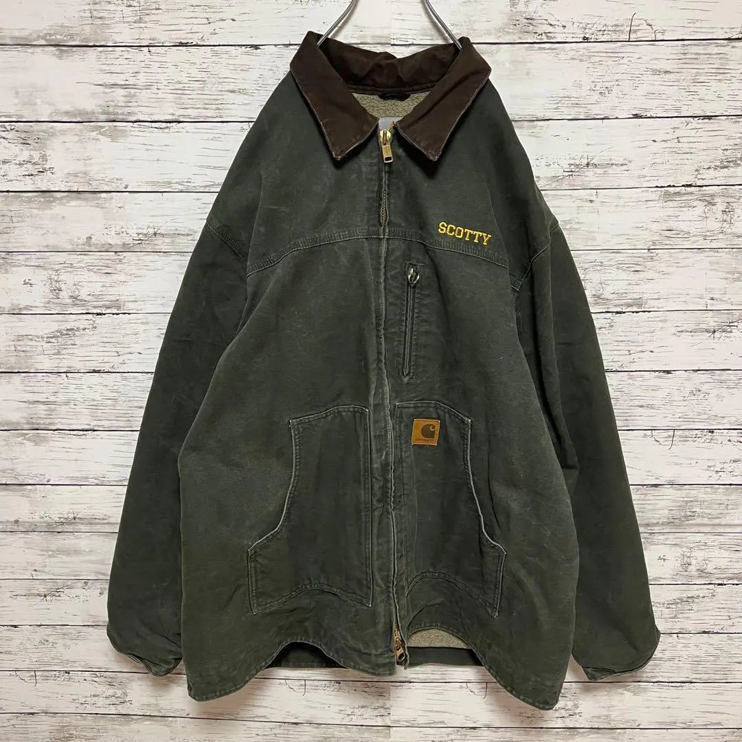 2239 [Talla 2XL poco común] Chaqueta tipo blusón de pato con logotipo corporativo de Carhartt ♤ en cuero