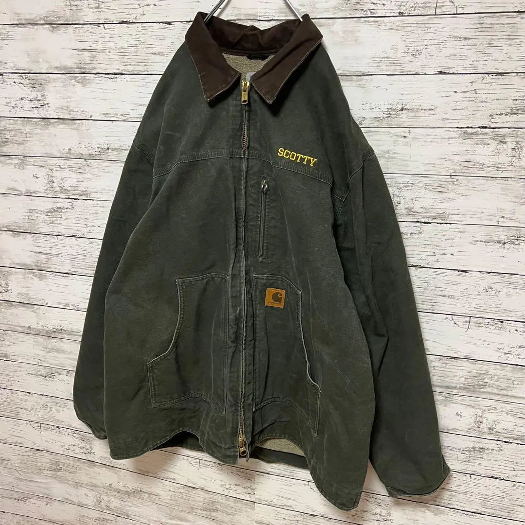 2239 [Talla 2XL poco común] Chaqueta tipo blusón de pato con logotipo corporativo de Carhartt ♤ en cuero