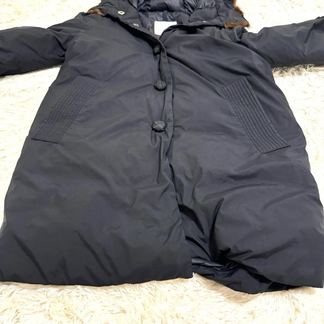 Raro ✨MONCLER Plumón Piel de cabra negra Piel auténtica Talla 0