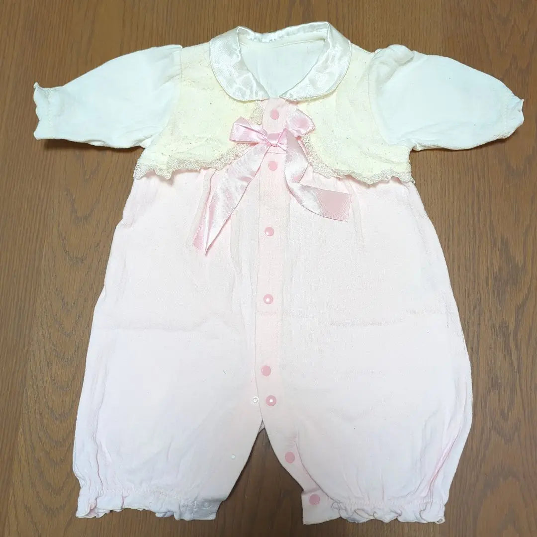 Sizes 50-60: Pink and white romper with ribbon