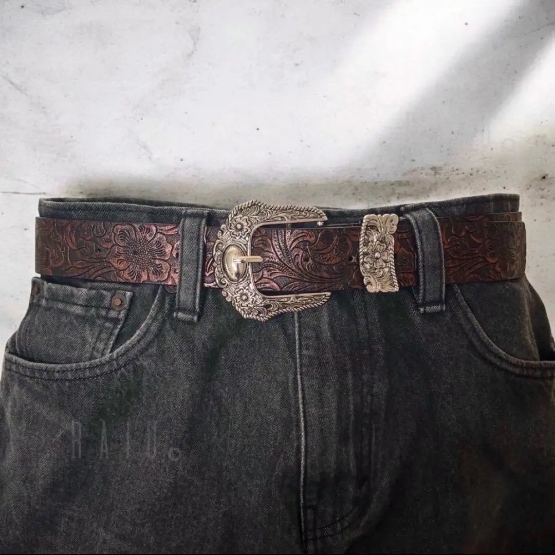 Western belt used clothing y2k American casual grunge antique retro