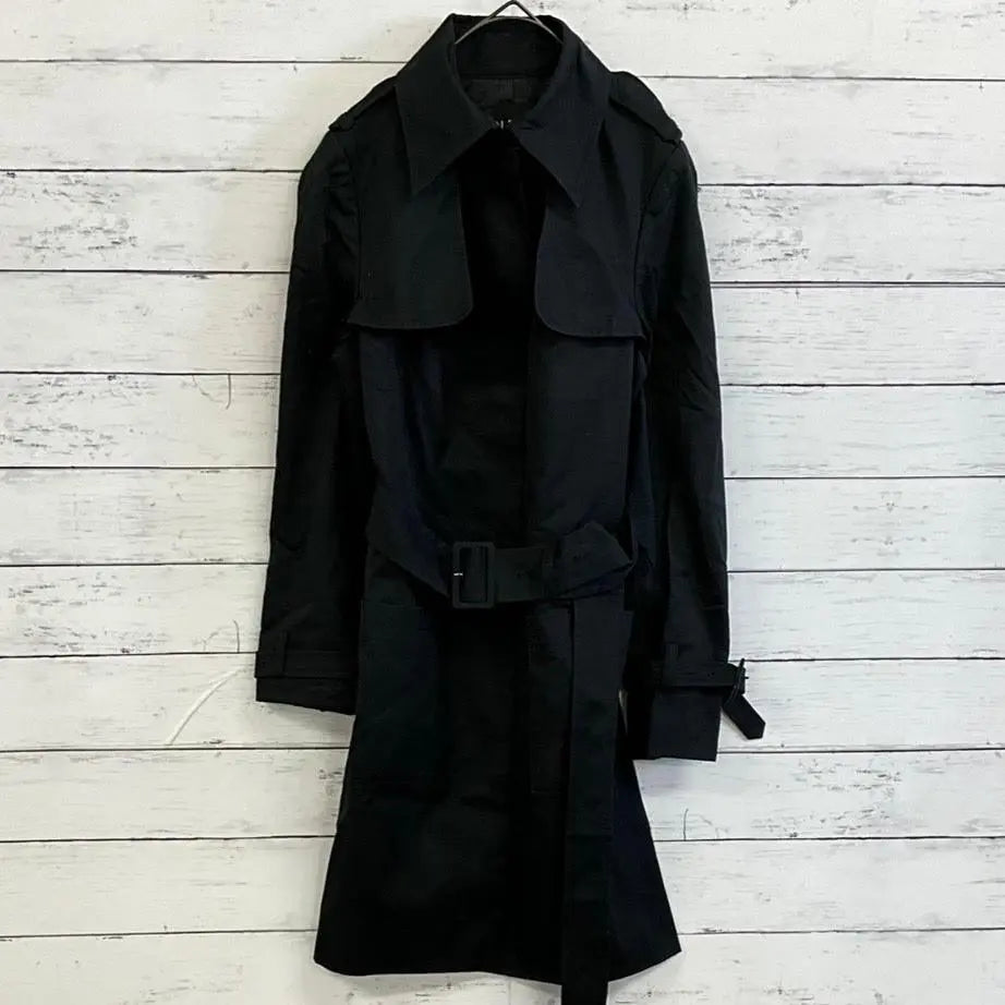 Small size Indivi Belt Trench Coat Black 03 Simple