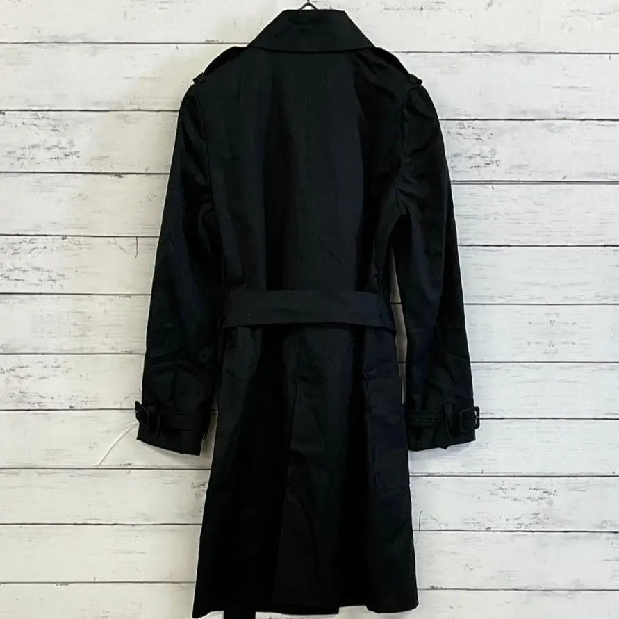 Small size Indivi Belt Trench Coat Black 03 Simple