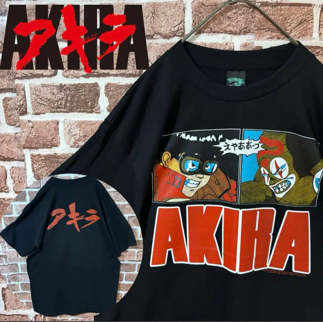 [Muy popular❗️] Akira☆Logotipo grande, impresión a doble cara, camiseta, negra, nueva, sin usar