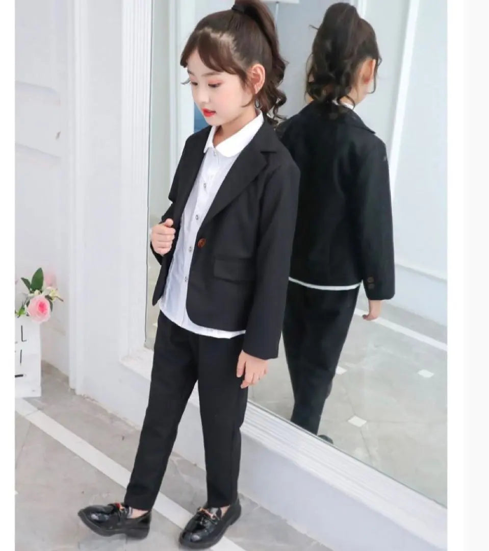 ♡ Traje pantalón formal negro ♡ Conjunto blusa 140 para niñas