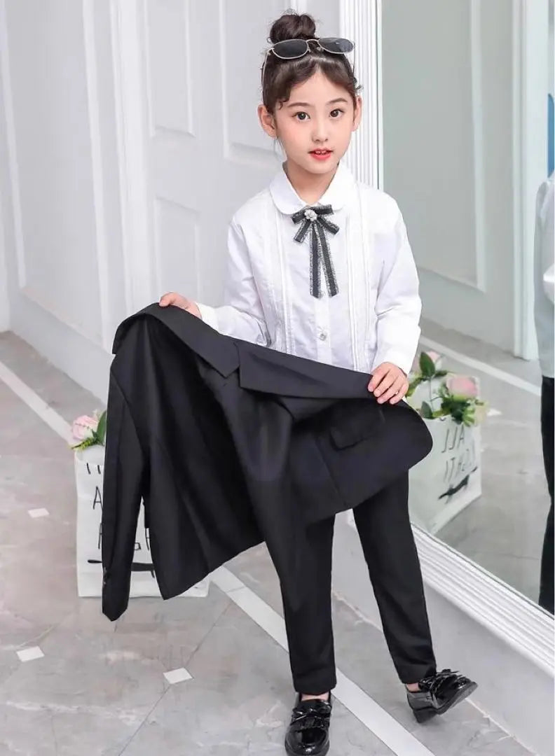 ♡ Formal pants suit black ♡ 140 blouse set for girls