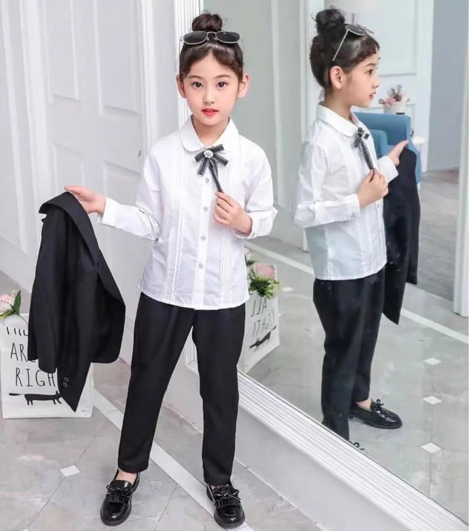 ♡ Traje pantalón formal negro ♡ Conjunto blusa 140 para niñas