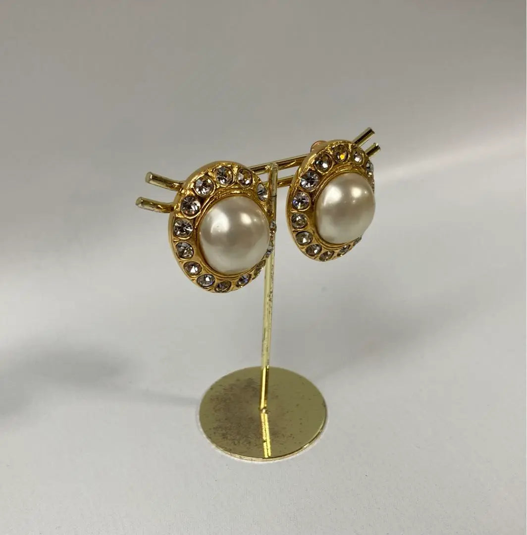 Pendientes Chanel Vintage Pearl Stone Oval Oro amarillo | シャネル ヴィンテージ パール ストーン オーバル イヤリング イエローゴールド