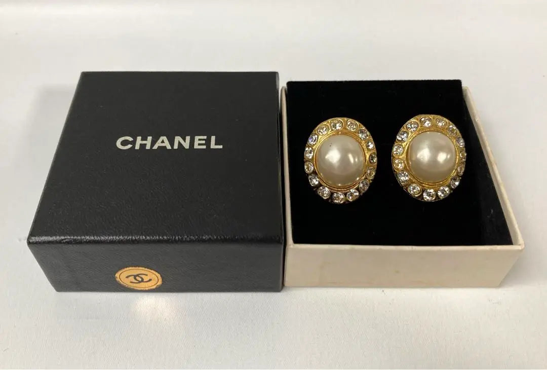 Pendientes Chanel Vintage Pearl Stone Oval Oro amarillo | シャネル ヴィンテージ パール ストーン オーバル イヤリング イエローゴールド