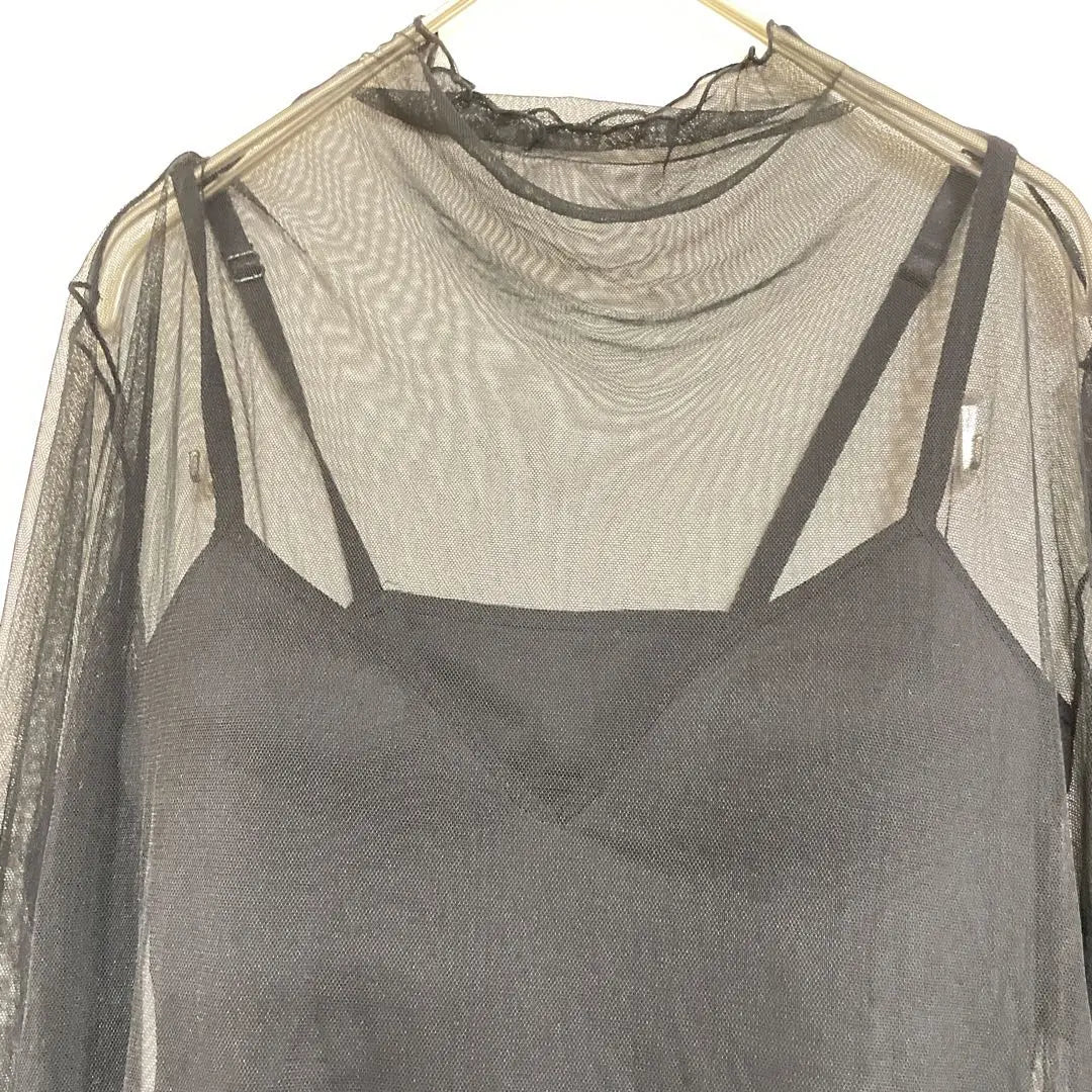 ♡ See-through cut-and-sew camisole set sold, mesh, stylish, sexy