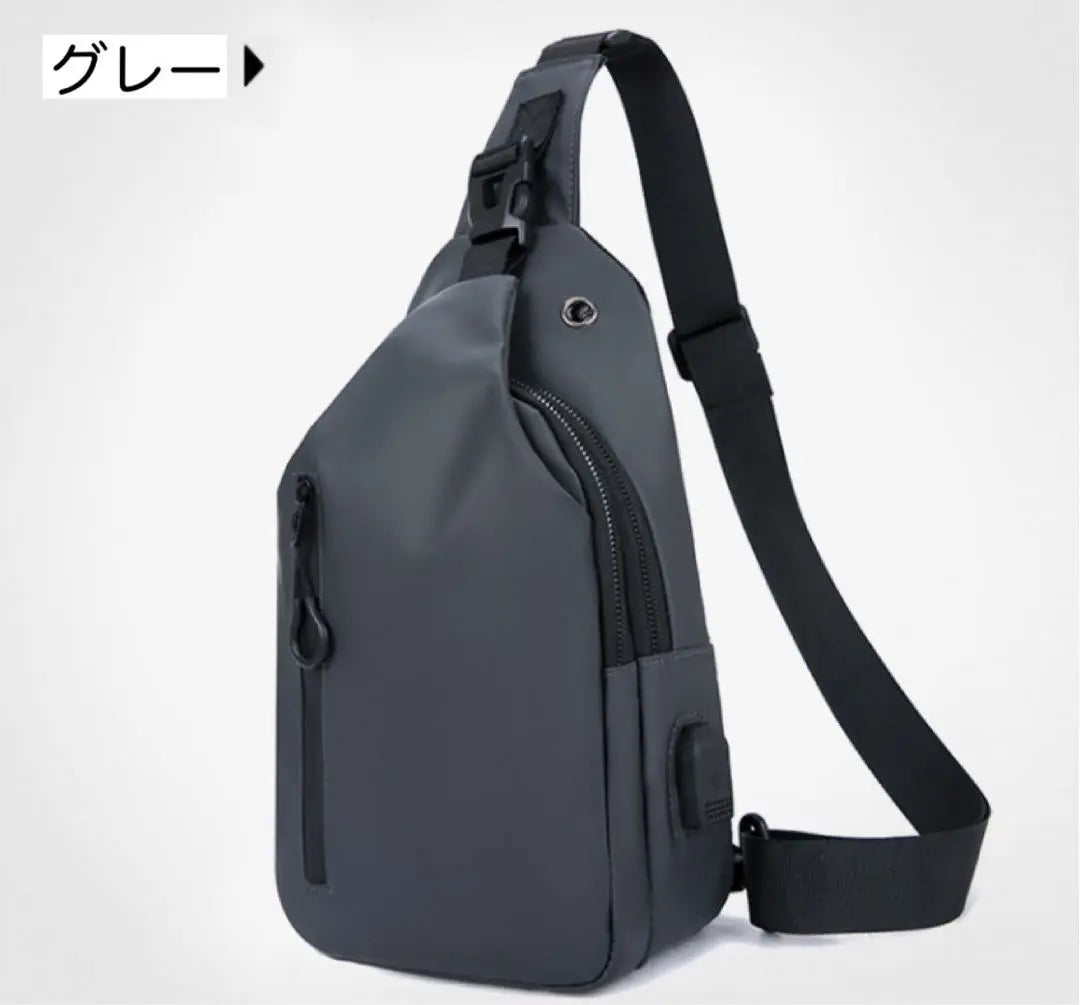 Body bag diagonal shoulder gray lightweight and large capacity waterproof shoulder bag | ボディバッグ 斜めがけショルダー グレー 軽量 大容量 防水 ショルダーバッグ