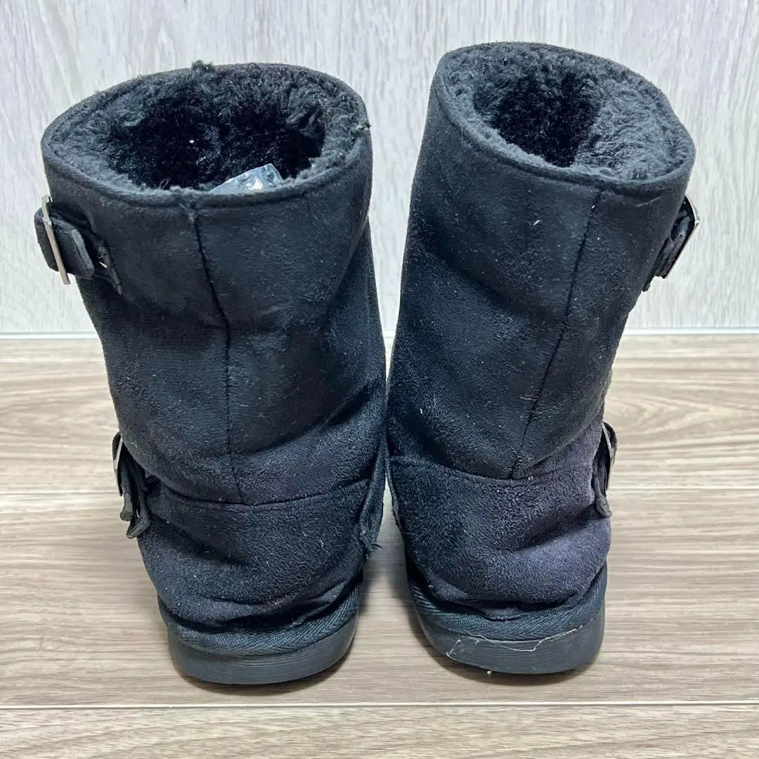 Women's Mid-length Sheepskin Boots Black 23.0-23.5cm