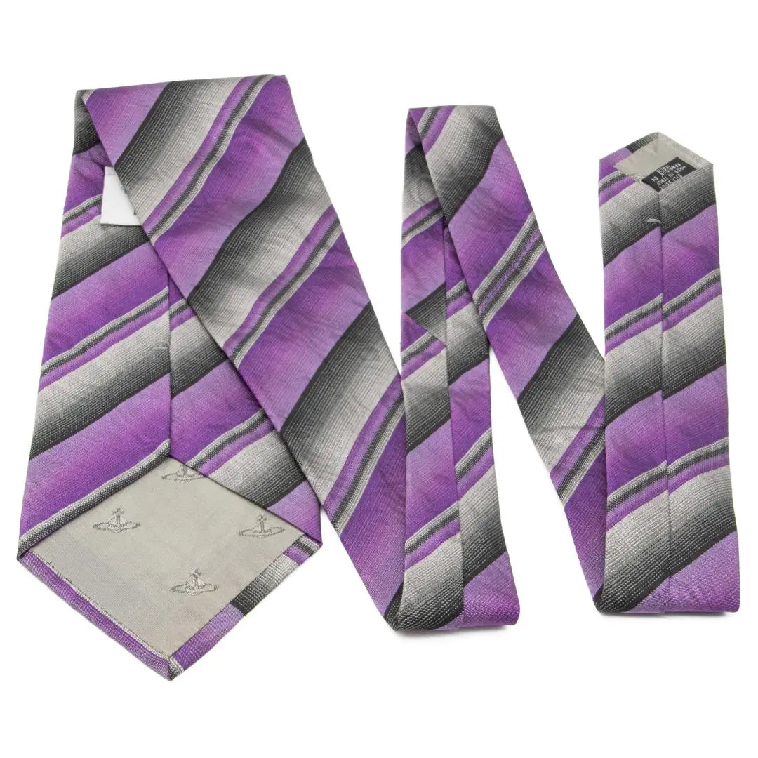 Vivienne Westwood Tie Like New Jacquard Purple Black Stripe