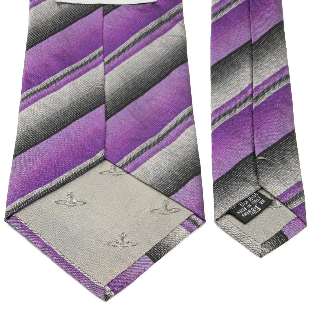 Vivienne Westwood Tie Like New Jacquard Purple Black Stripe