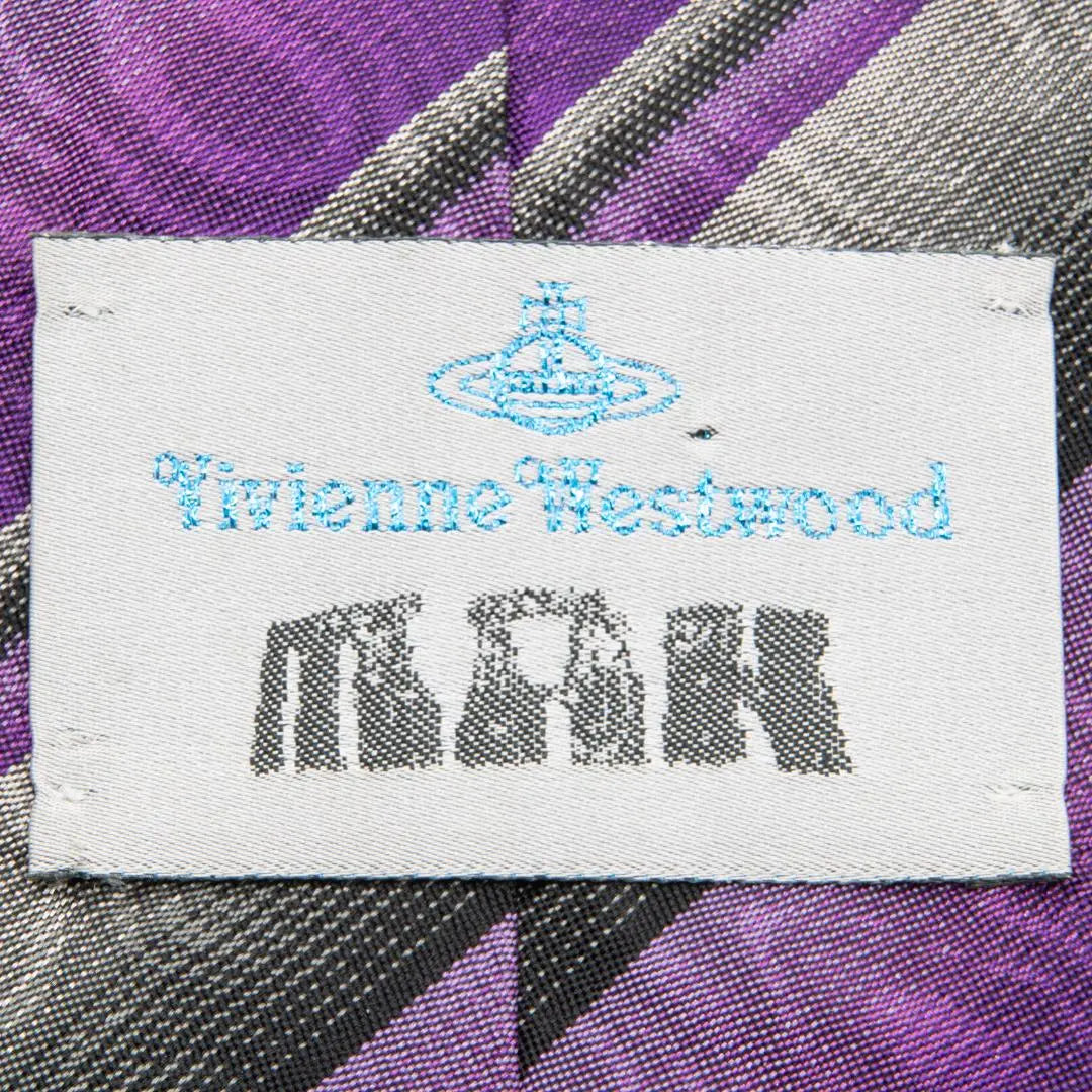 Vivienne Westwood Tie Like New Jacquard Purple Black Stripe