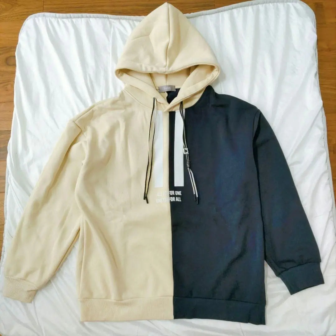 ⭐Popular product❗Men's hoodie, fleece lining, thick, winter clothes, extra large, navy, beige