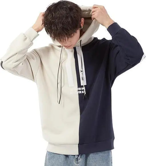 ⭐Popular product❗Men's hoodie, fleece lining, thick, winter clothes, extra large, navy, beige