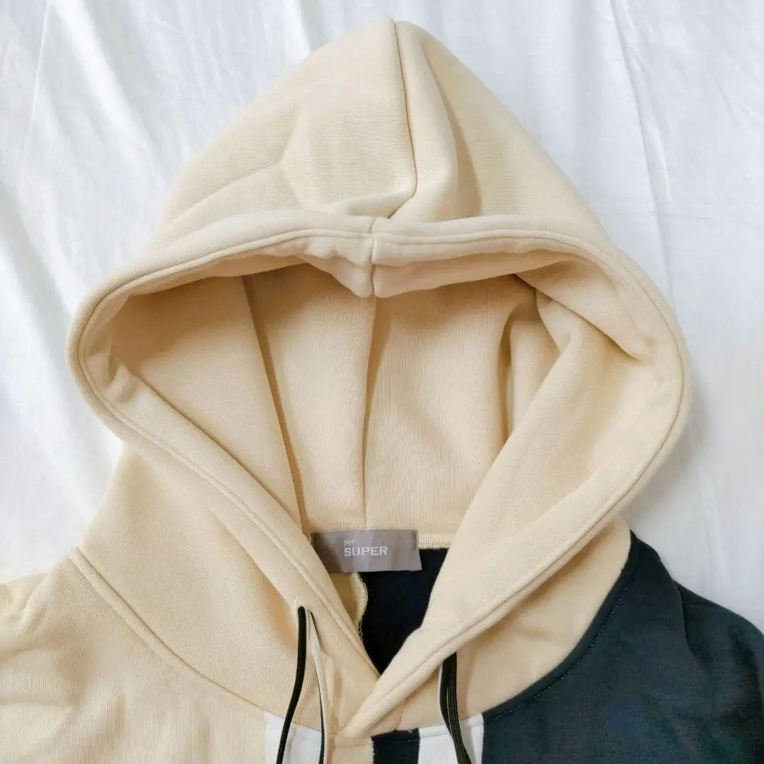 ⭐Popular product❗Men's hoodie, fleece lining, thick, winter clothes, extra large, navy, beige