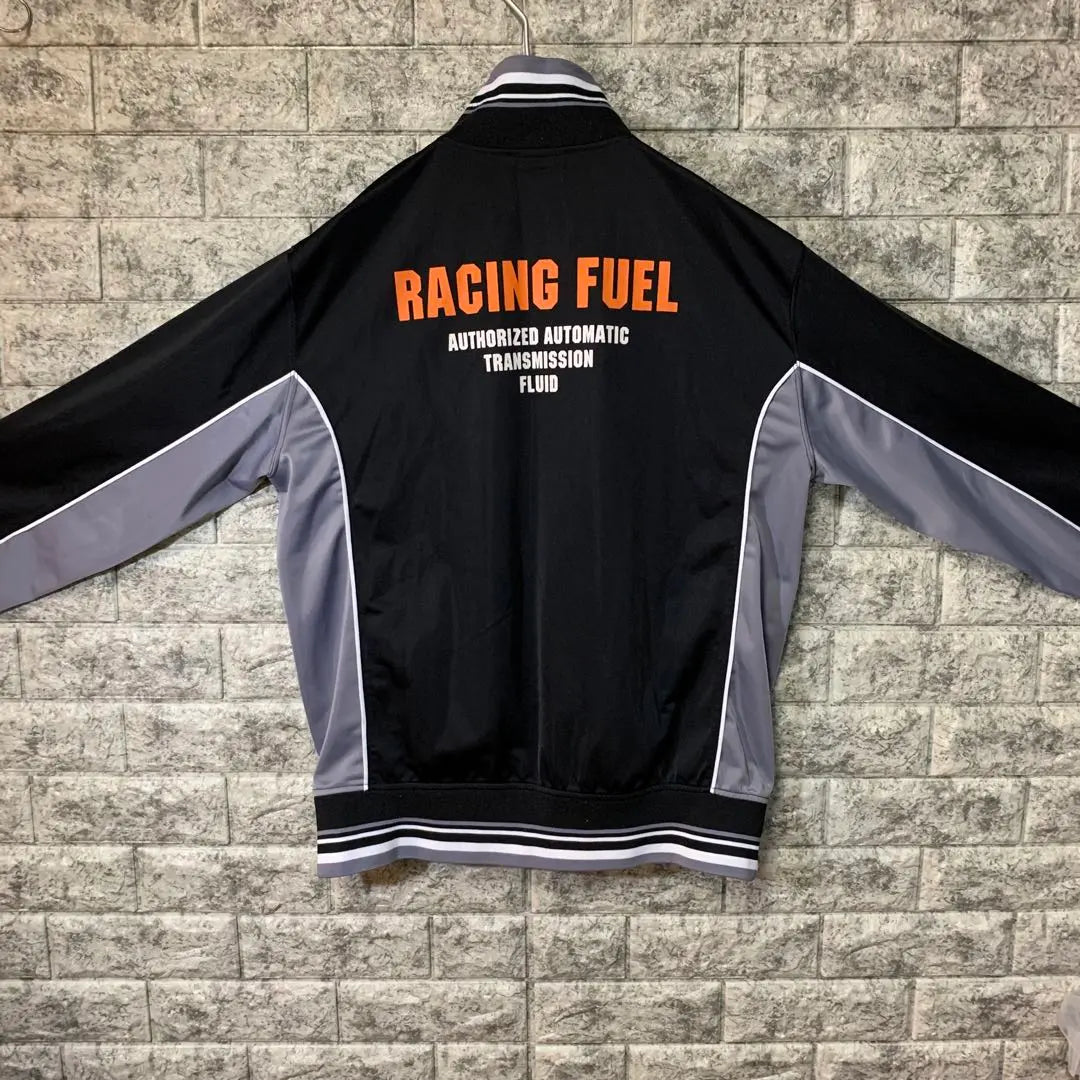 Track jacket 76Lubricants back logo patch black gray