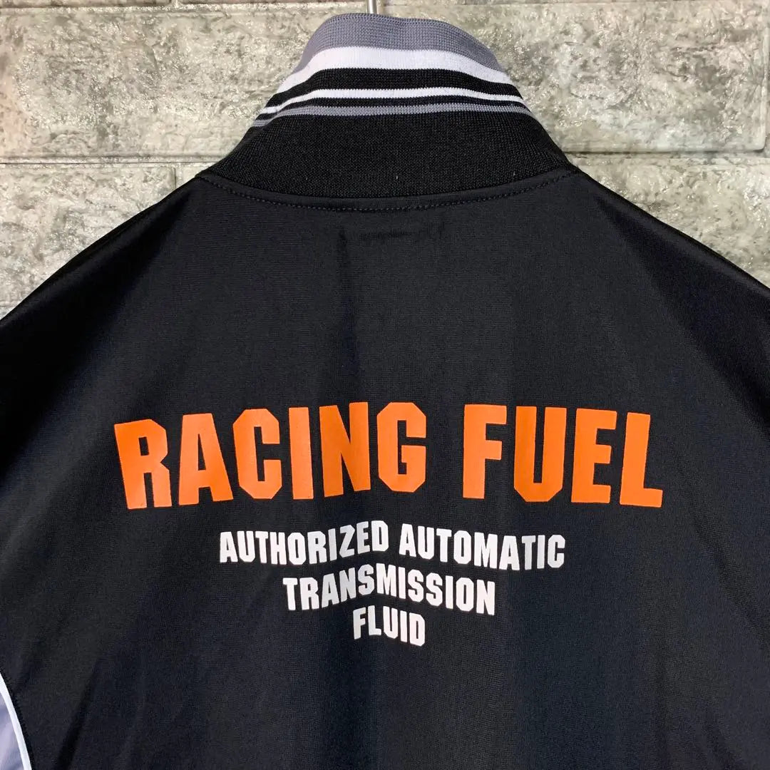 Track jacket 76Lubricants back logo patch black gray