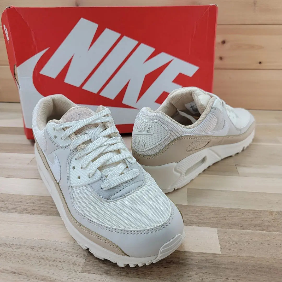 Nike Air Max 90 Mujer Blanco/Beige 25cm | ナイキ ウィメンズ エアマックス90 ホワイト/ベージュ 25cm