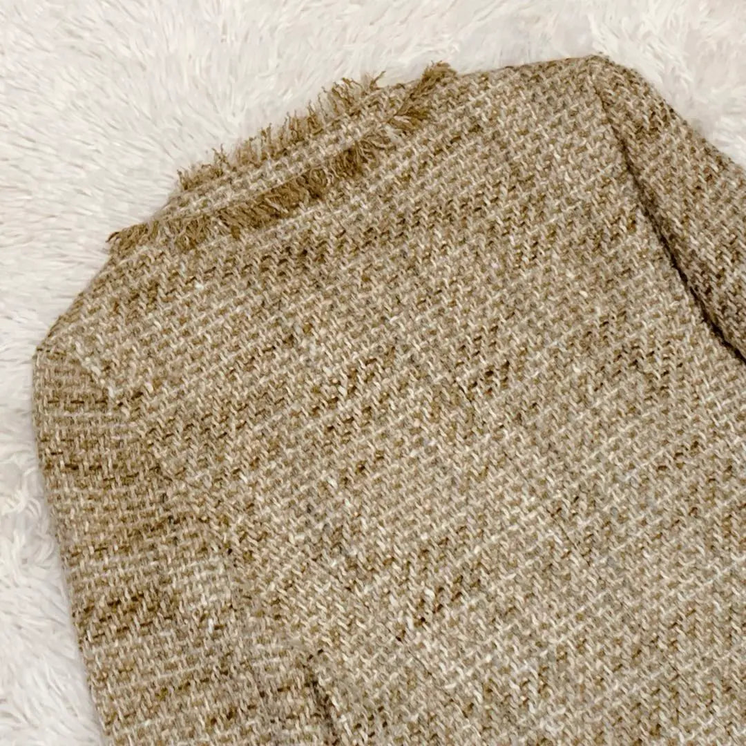 ☆Buen estado★Chaqueta de tweed sin cuello ANAIY 36 Fabricada en Japón