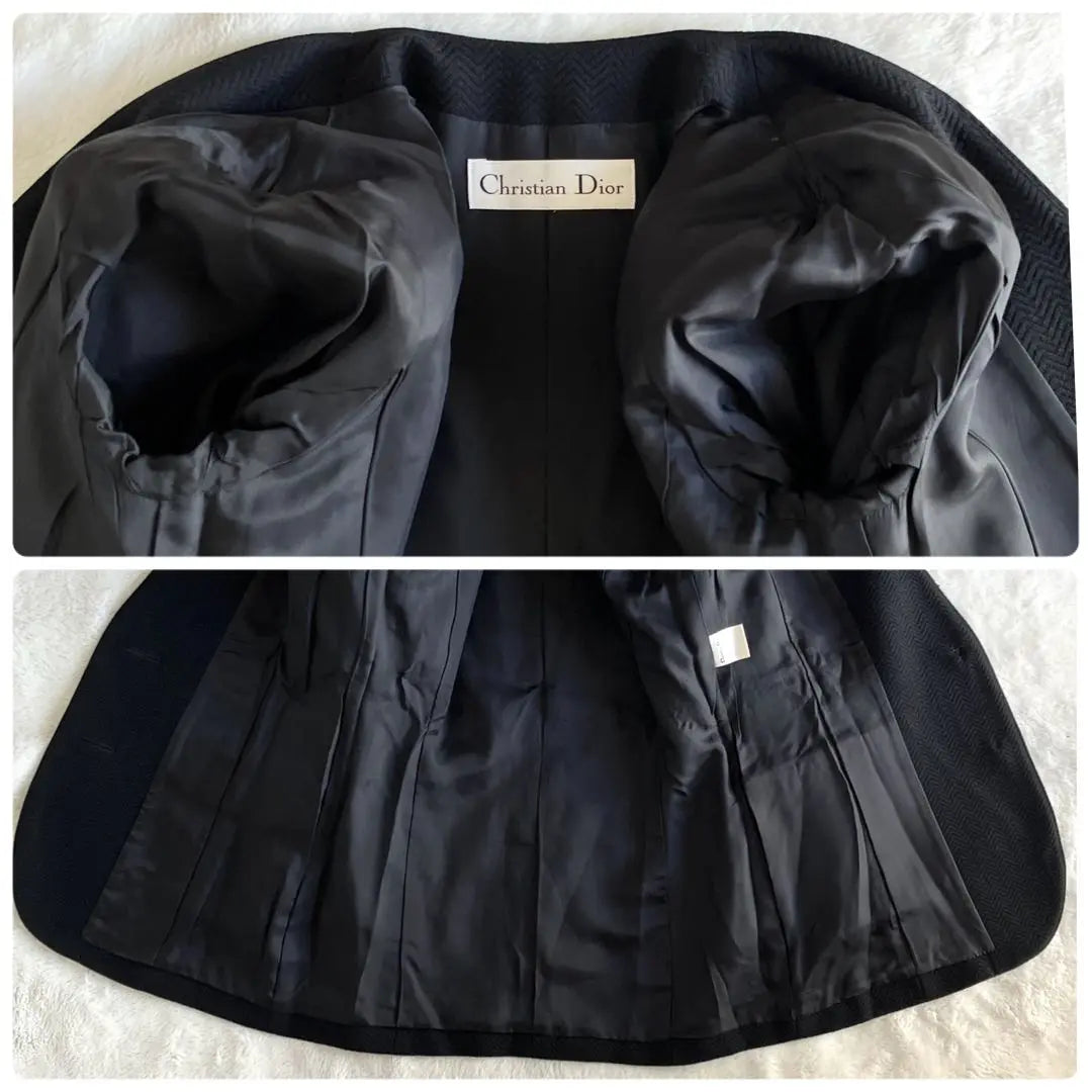 Conjunto de chaqueta y falda de lana de Christian Dior en color negro talla L