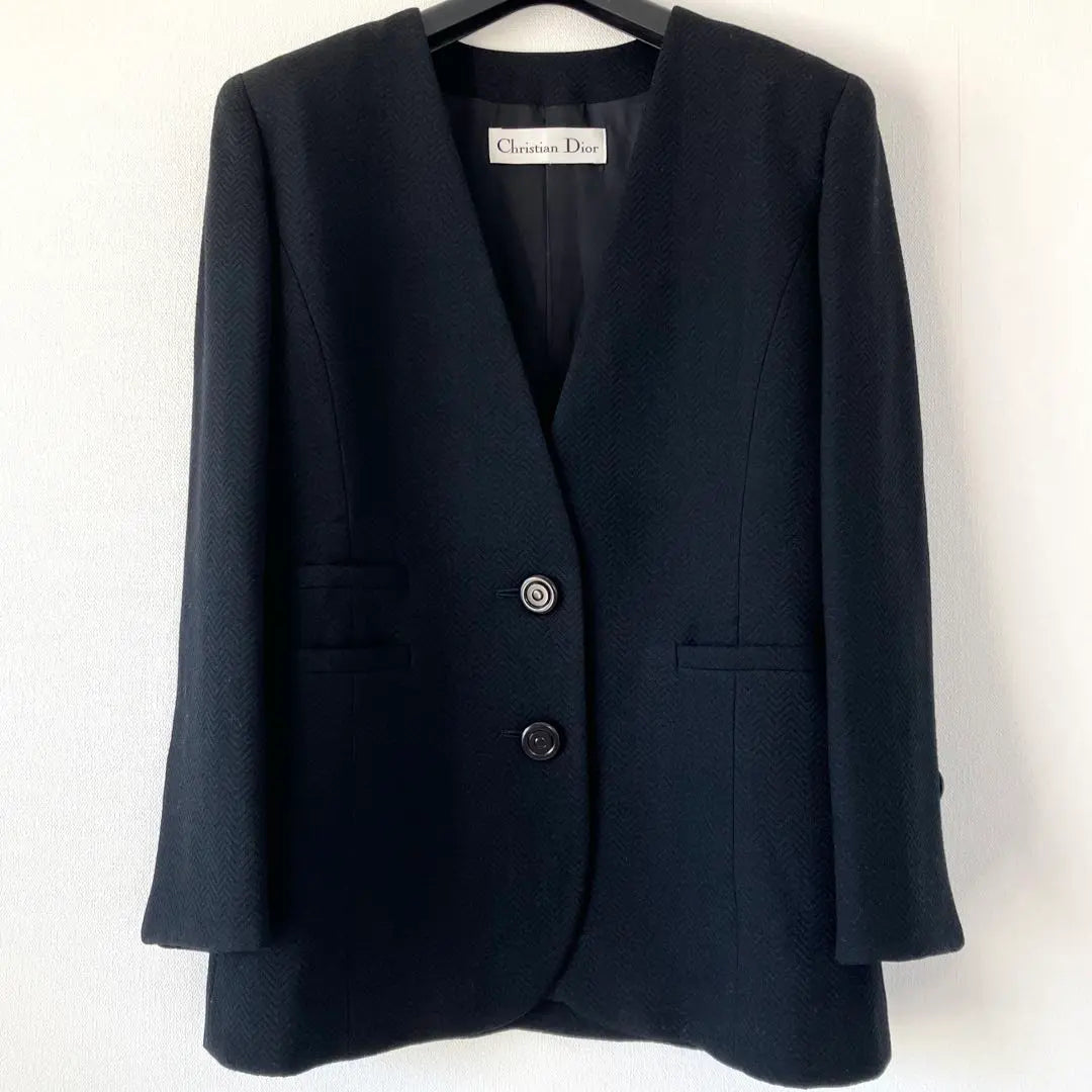 Conjunto de chaqueta y falda de lana de Christian Dior en color negro talla L