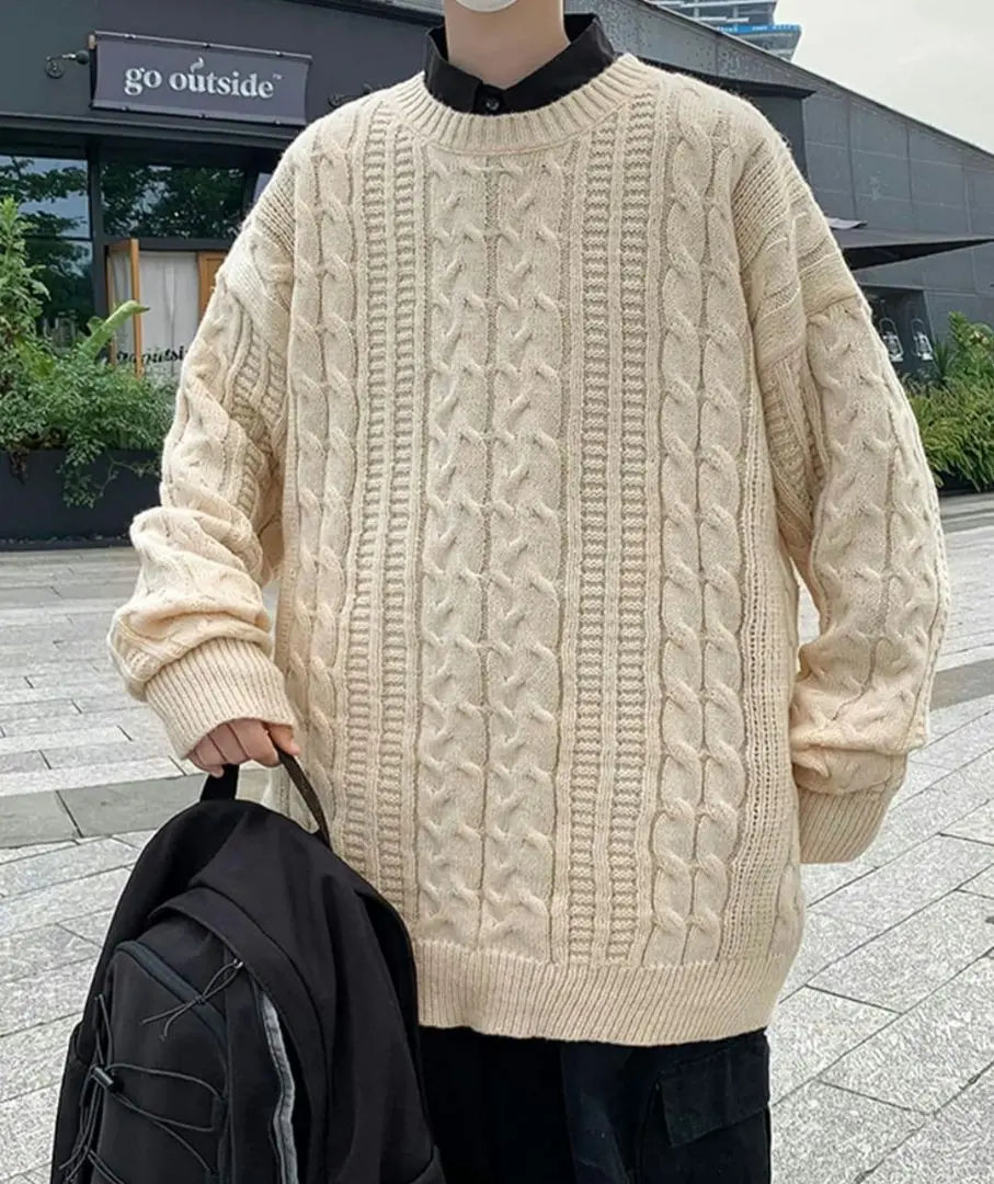 Knit/Sweater/Men's Loose L Stylish Crew Neck Large Size | ニット/セーター/ メンズ ゆったりL おしゃれ クルーネック 大きいサイズ