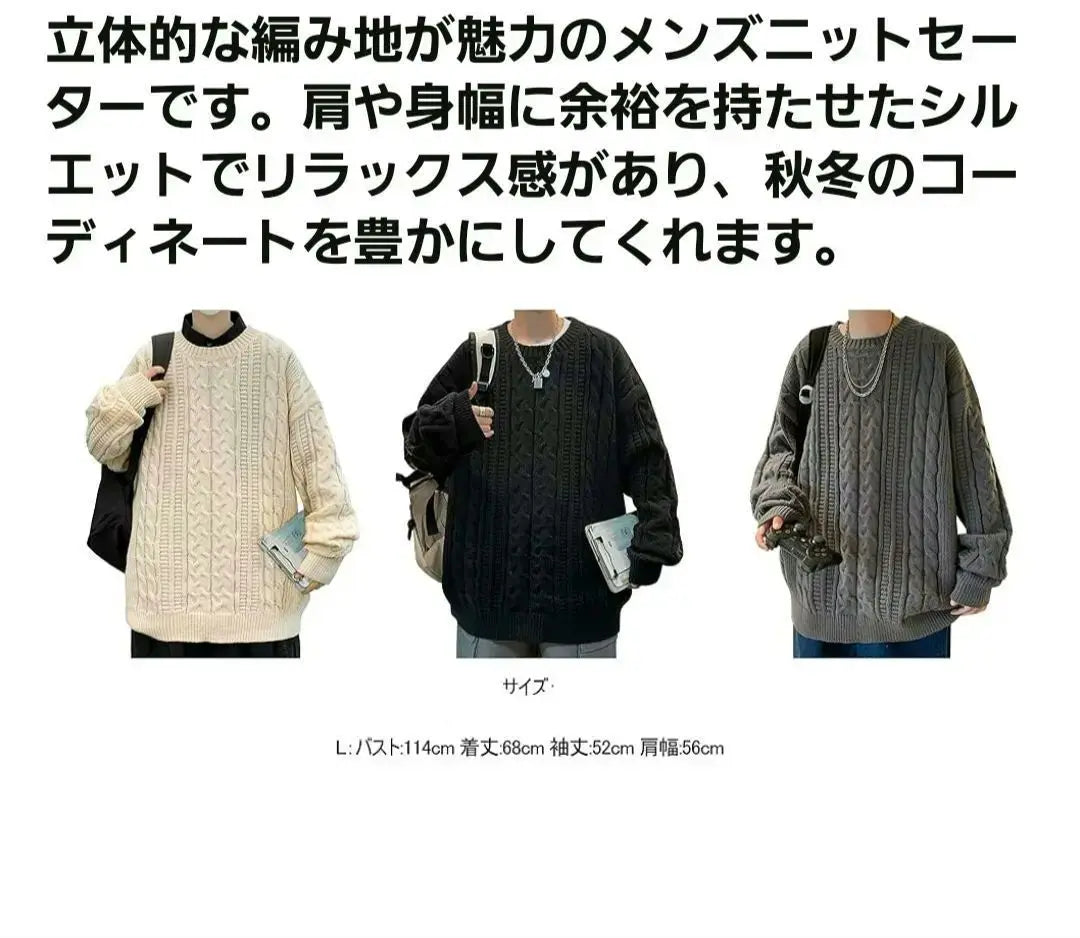 Tejido/Suéter/Hombre Suelto L Elegante Cuello Redondo Talla Grande | ニット/セーター/ メンズ ゆったりL おしゃれ クルーネック 大きいサイズ