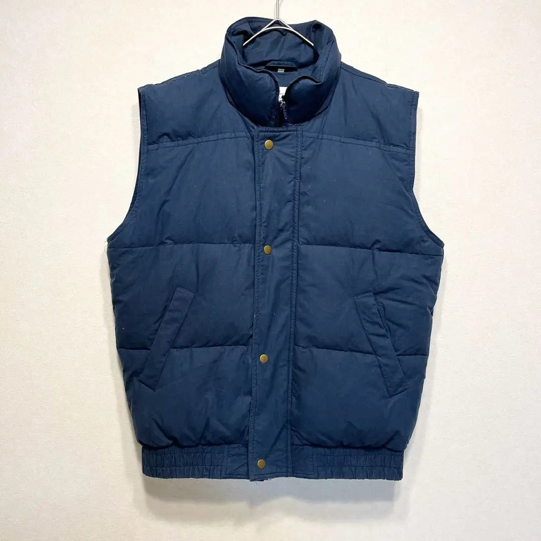 Down vest Navy Cotton Thick Vintage Blue Feather