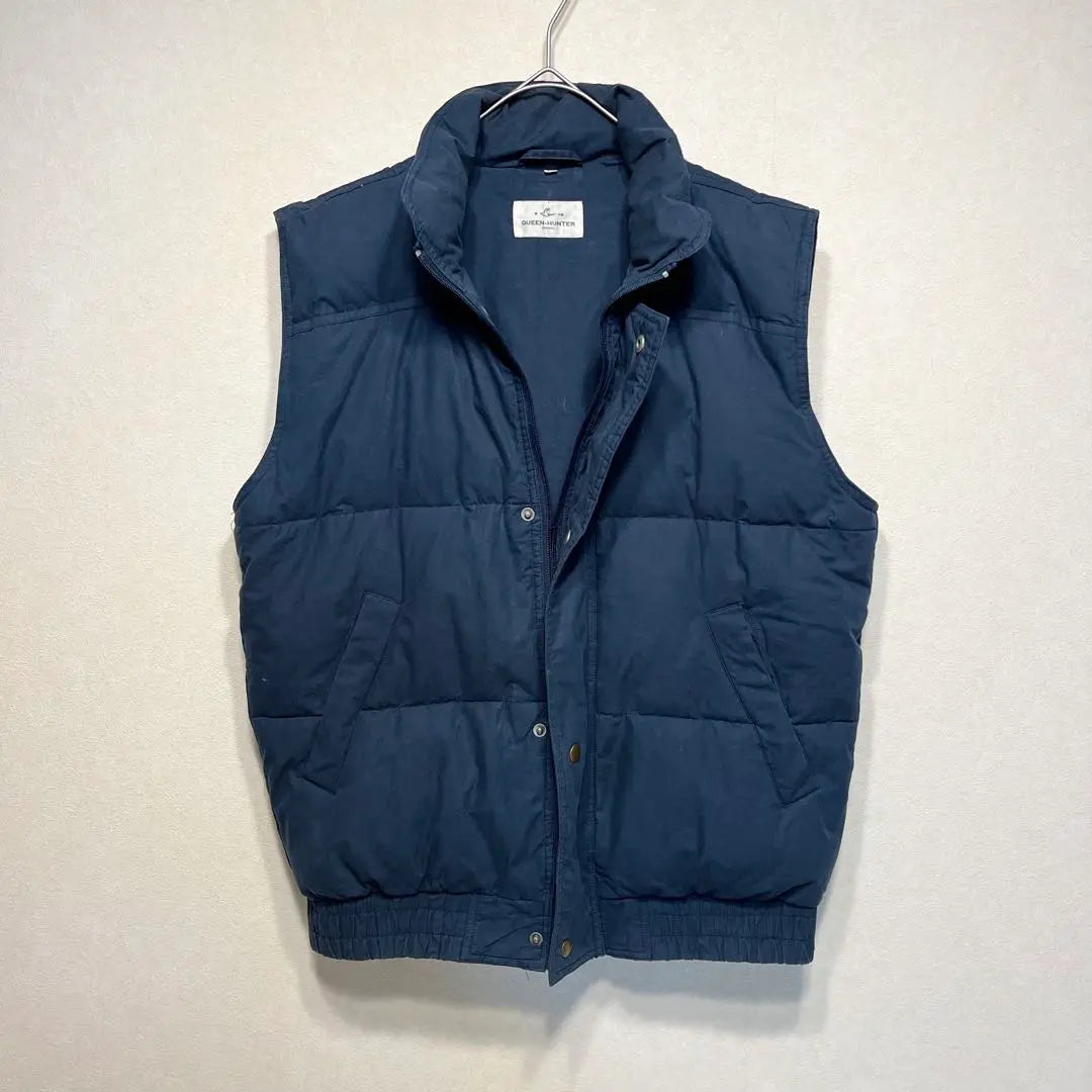 Down vest Navy Cotton Thick Vintage Blue Feather